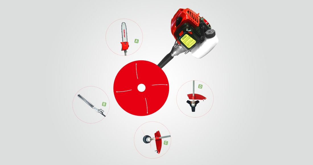 Multi functional machines 43cc Gasoline Brush Cutter 4 in 1 Grass Trimmer Pole Pruner Hedge Trimmer